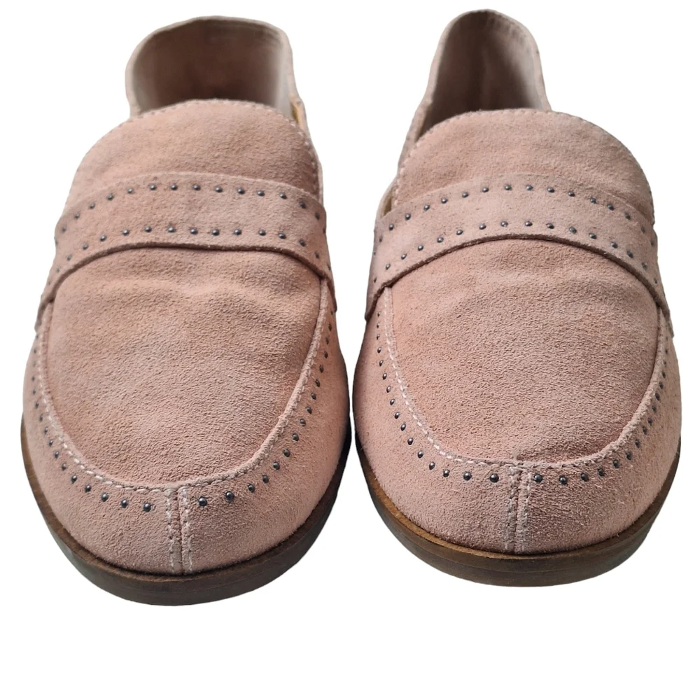 Lucky Brand Sz 10W Crestan Pink Soft Studded Slip-On Suede Loafer Flats Shoes‎
